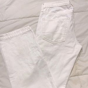 white mid waisted jeans